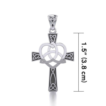 Celtic Cross with Trinity Heart Silver Pendant TPD5810 - Jewelry